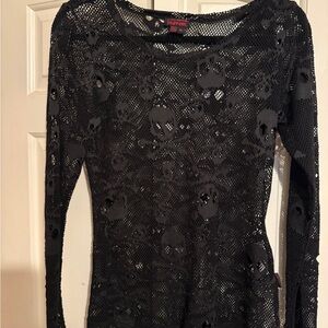 Black Skull Mesh long sleeve top